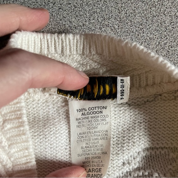 Vintage Yarnworks Cream Maple Leaf Sweater Size Large - Picture 6 of 11